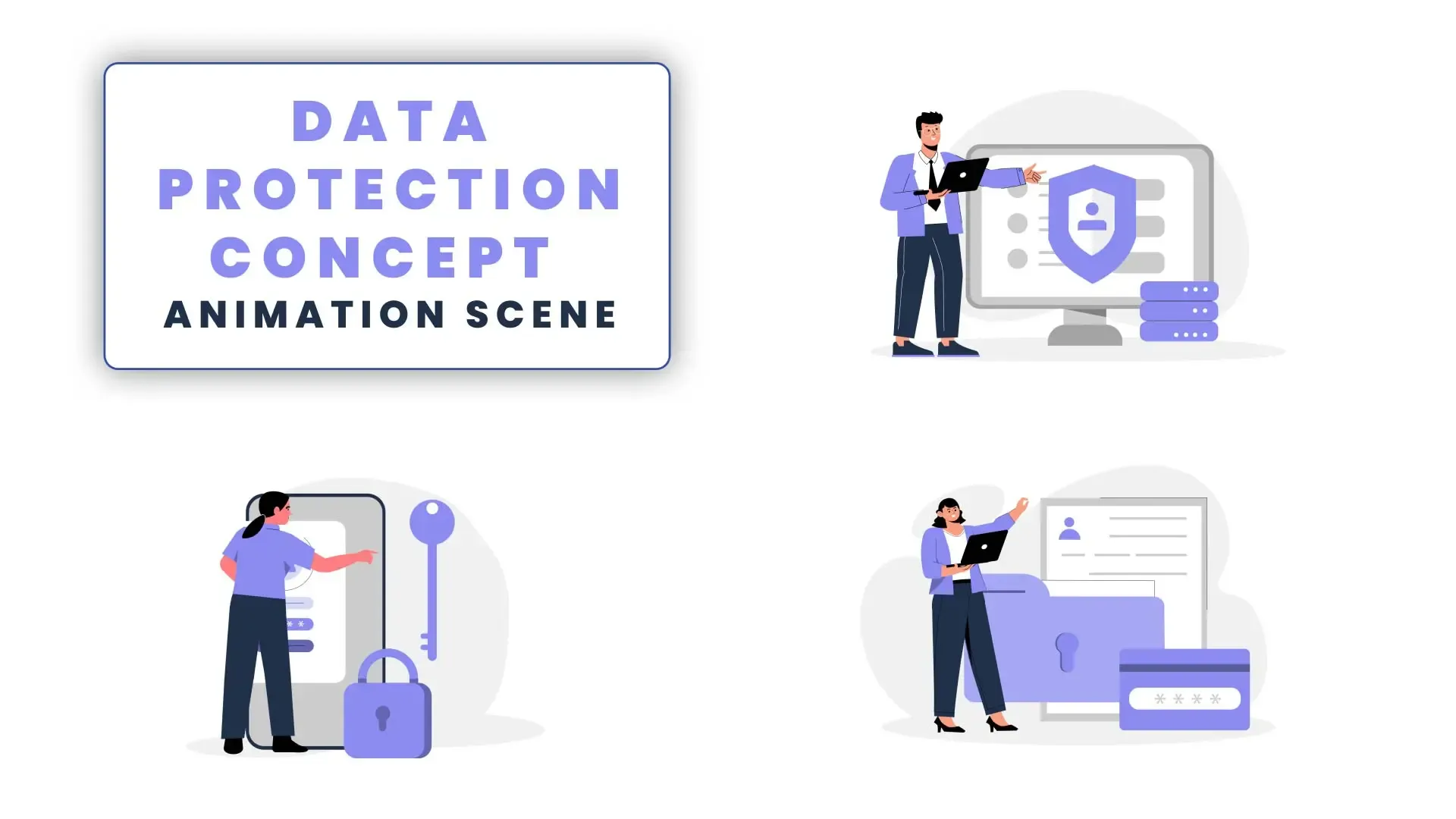 Data protection Concept Flat Character Animation Scene